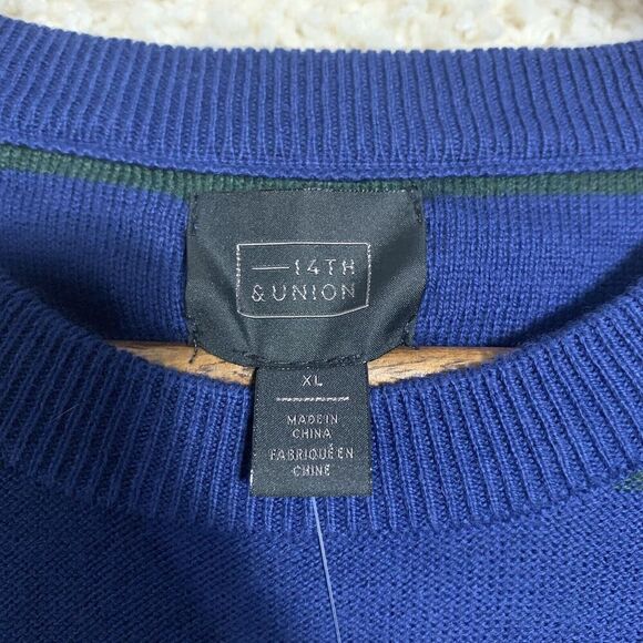 14th & Union Blue Green Striped Long Sleeve Sweater Mens XL NWT Cashmere Blend - Picture 6 of 10